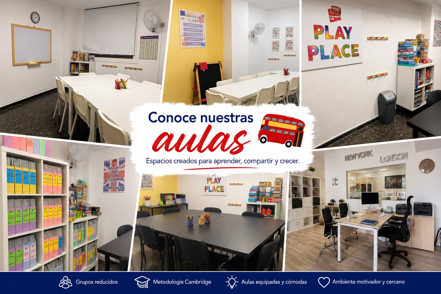 Aula de la academia de inglés La Guagua Roja en Santa Cruz de Tenerife