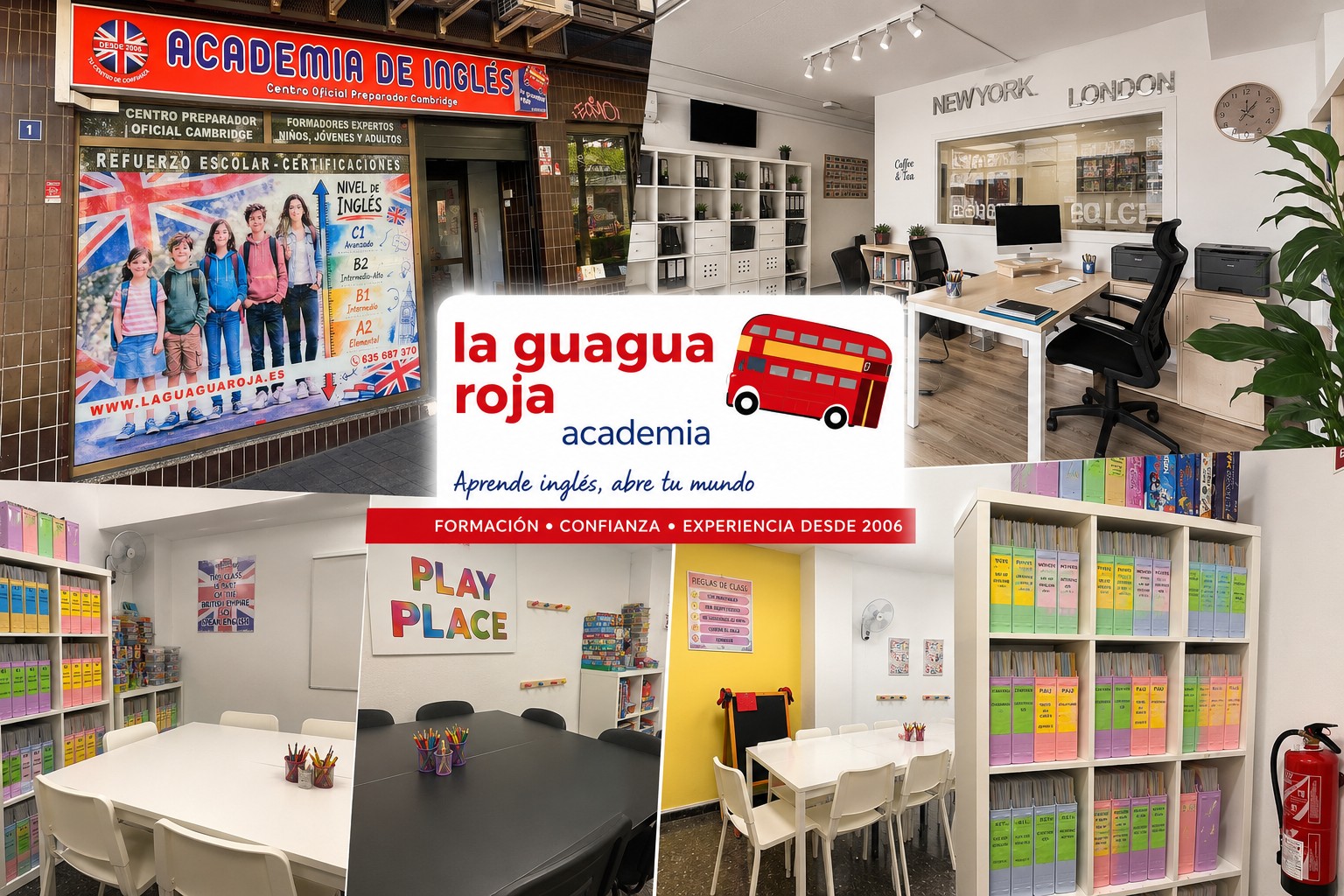 Instalaciones de la academia de inglés La Guagua Roja en Santa Cruz de Tenerife